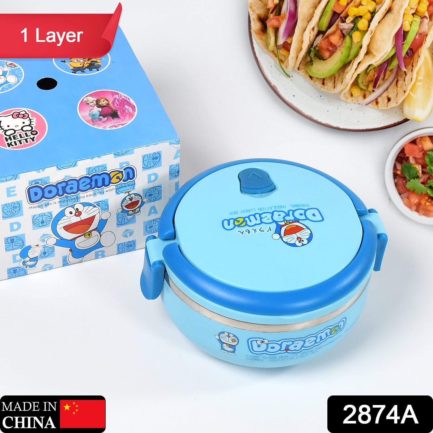 2874A Single Layer Doraemon Steel Lunch Box High Quality Premium Lunch Box For Office & School Use DeoDap 2874A Single Layer Doraemon Steel Lunch Box High Quality Premium Lunch Box For Office & School Use DeoDap